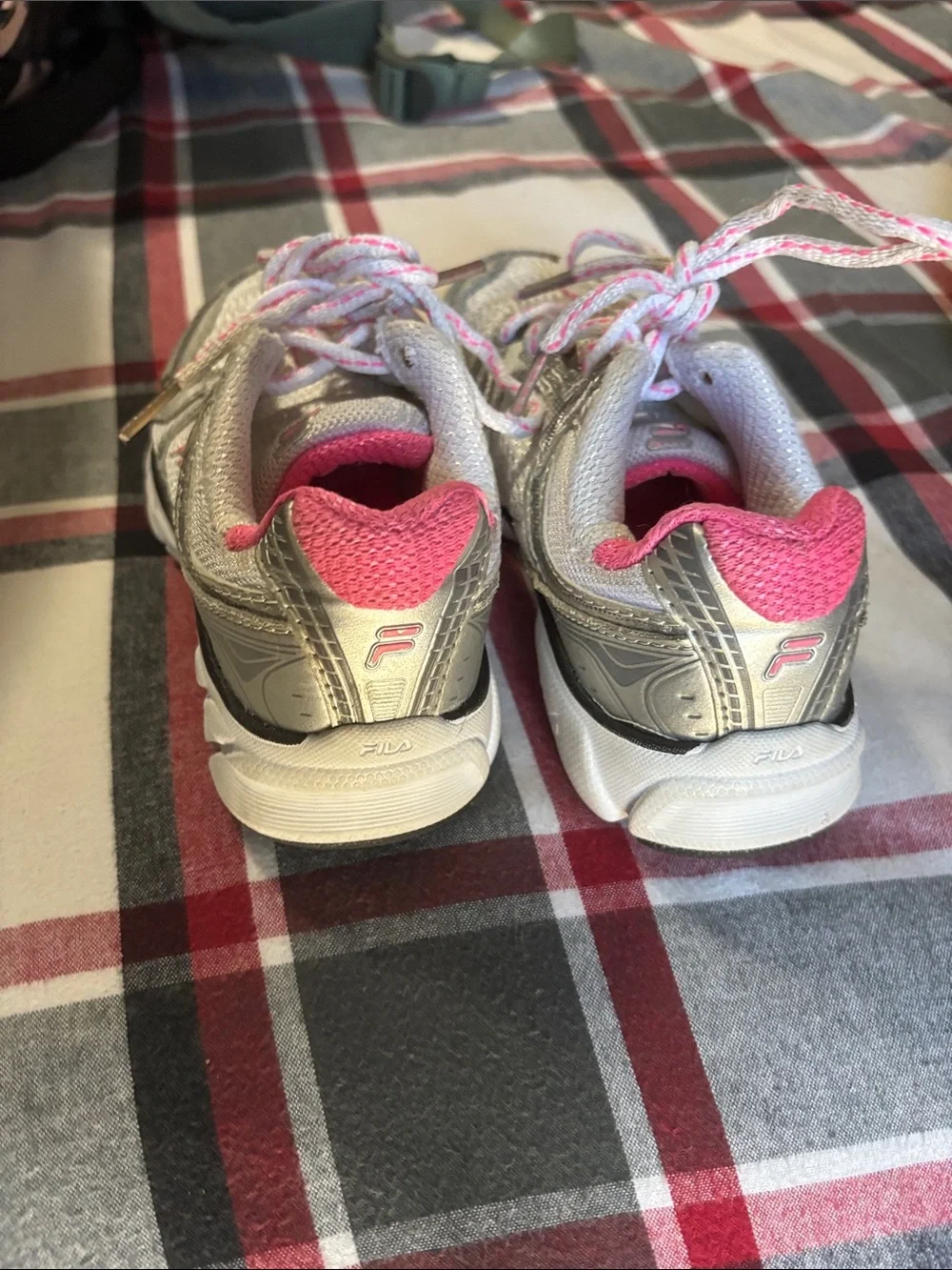 Fila Kids Silver Sneakers with Pink Accents
